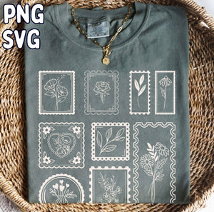 Floral Stamps Adult T-Shirt