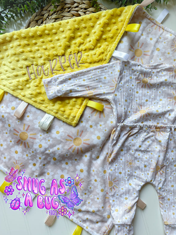 RTS Harper Tag Blanket & Envelope Romper 0-3M