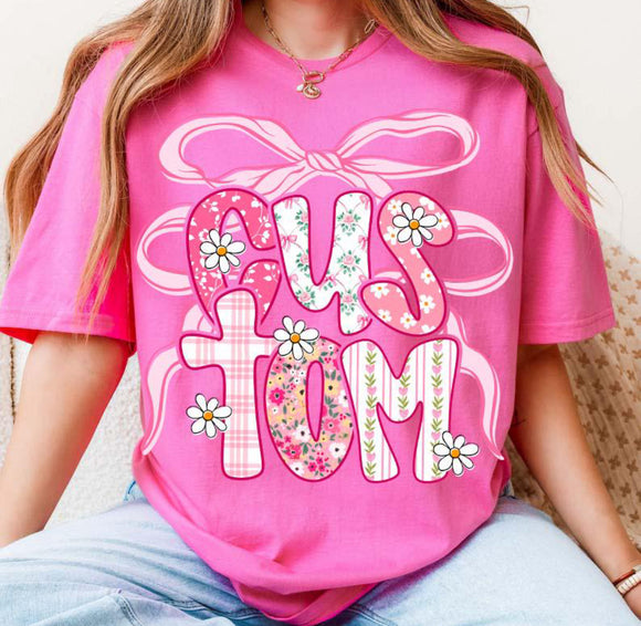 Pink Custom Text Adult T-Shirt